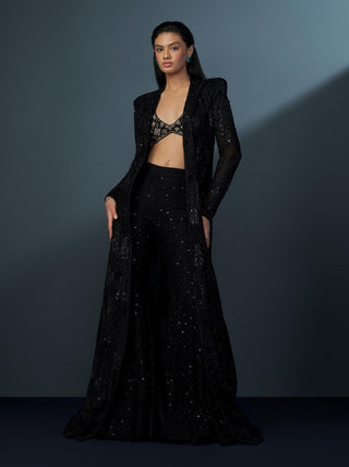 Siriara black and gold retro blouse, sharara and coat