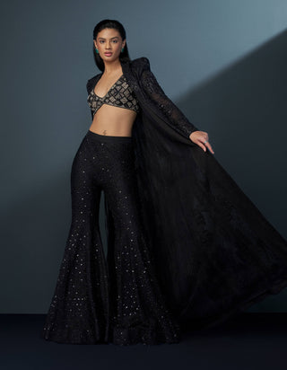 Siriara black and gold retro blouse, sharara and coat