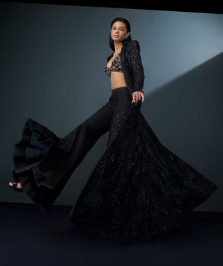 Siriara black and gold retro blouse, sharara and coat