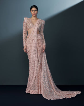 Sakura blush pink slit sari and blouse