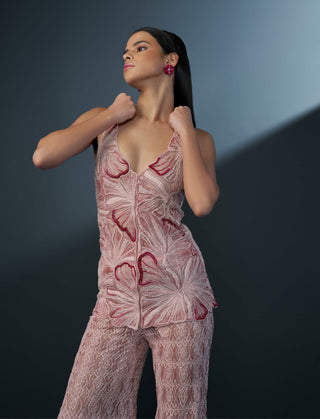 Velvet blush pink waist coat and sharara