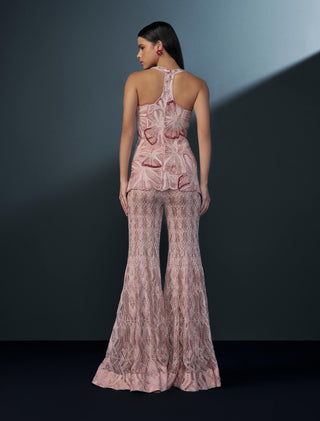 Velvet blush pink waist coat and sharara