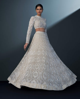 Omnira ivory blouse and lehenga set