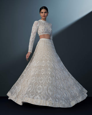 Omnira ivory blouse and lehenga set