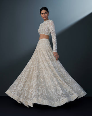 Omnira ivory blouse and lehenga set