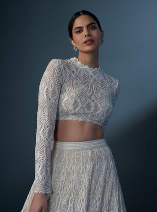 Omnira ivory blouse and lehenga set