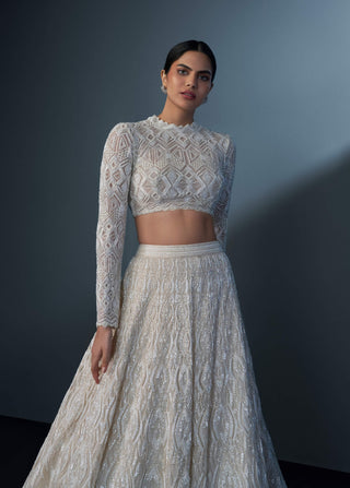 Omnira ivory blouse and lehenga set