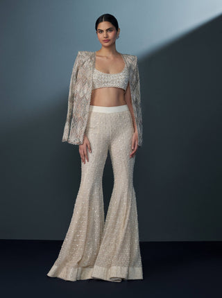 Zenara ivory blouse, sharara and jacket