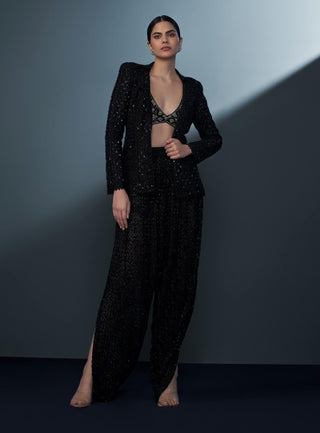 Celestique black & gold retro blouse, dhoti and blazer