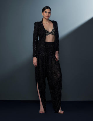 Celestique black & gold retro blouse, dhoti and blazer