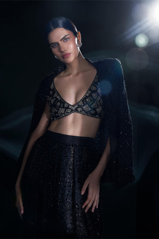 Celestique black & gold retro blouse, dhoti and blazer