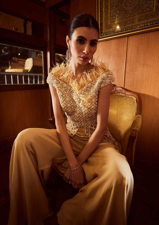 Rococo By Raghvi-Golden Hour Beige Sharara And Top-INDIASPOPUP.COM