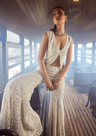 Rococo By Raghvi-Elysian Ivory Sharara And Top-INDIASPOPUP.COM