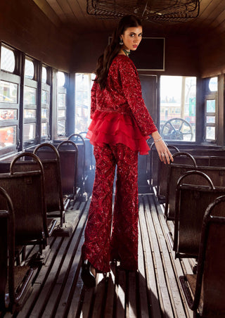 Rococo By Raghvi-Genesis Red Jacket And Sharara Set-INDIASPOPUP.COM