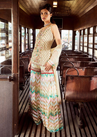 Rococo By Raghvi-Caprice Beige Sharara Set-INDIASPOPUP.COM
