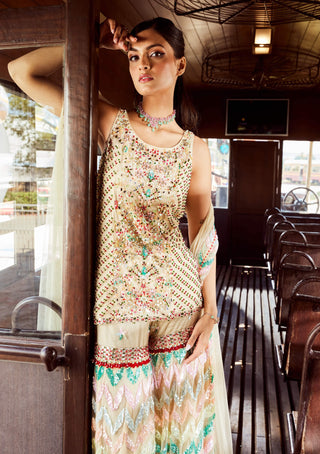 Rococo By Raghvi-Caprice Beige Sharara Set-INDIASPOPUP.COM