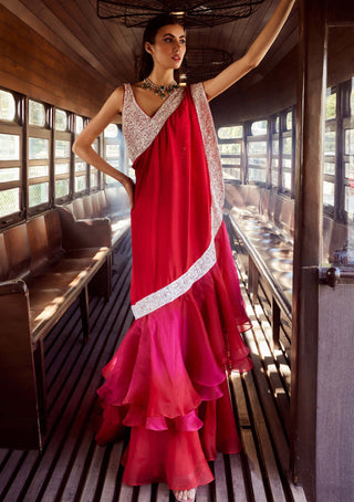 Rococo By Raghvi-Sanguine Red Lehenga Set-INDIASPOPUP.COM