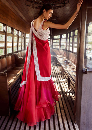 Rococo By Raghvi-Sanguine Red Lehenga Set-INDIASPOPUP.COM