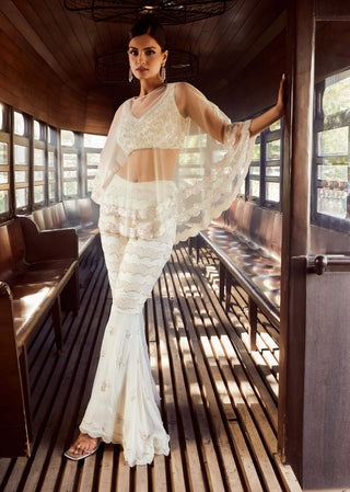 Rococo By Raghvi-Labyrinth Ivory Sharara Set-INDIASPOPUP.COM