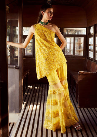 Rococo By Raghvi-Scintilla Yellow Sharara And Top-INDIASPOPUP.COM