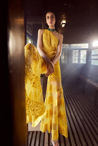 Rococo By Raghvi-Scintilla Yellow Sharara And Top-INDIASPOPUP.COM