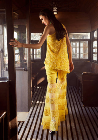 Rococo By Raghvi-Scintilla Yellow Sharara And Top-INDIASPOPUP.COM