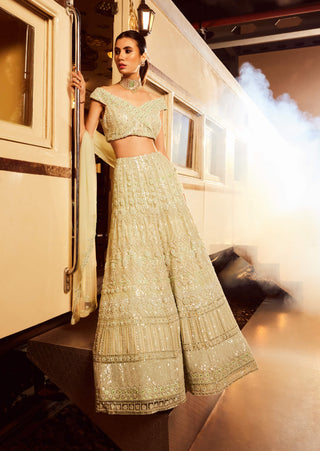 Rococo By Raghvi-Mint Green Empress Lehenga Set-INDIASPOPUP.COM