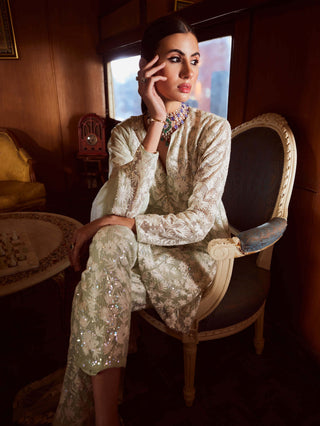 Rococo By Raghvi-Zenith Mint Green Kurta Set-INDIASPOPUP.COM
