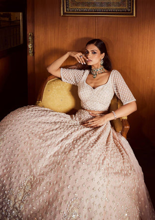 Rococo By Raghvi-Luna Ice Pink Embellished Lehenga Set-INDIASPOPUP.COM