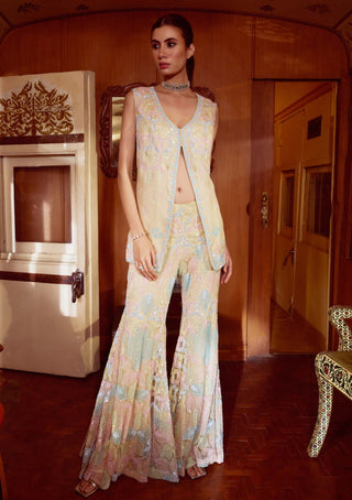 Rococo By Raghvi-Ambrosia Beige Sharara Set-INDIASPOPUP.COM