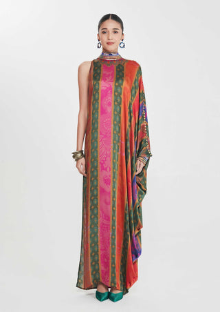 Bahaar multicolor one-shoulder dress