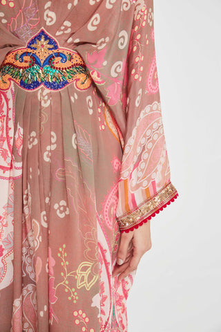 Suhana blush pink belt kaftan