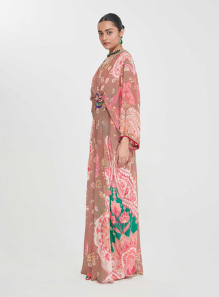 Suhana blush pink belt kaftan
