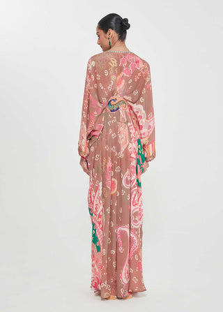 Suhana blush pink belt kaftan