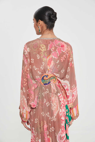 Suhana blush pink belt kaftan