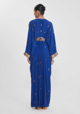 Nargis ink blue belt kaftan