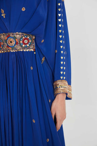 Nargis ink blue belt kaftan