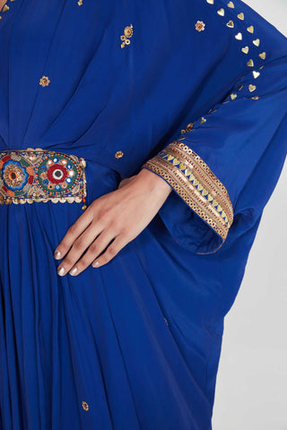 Nargis ink blue belt kaftan