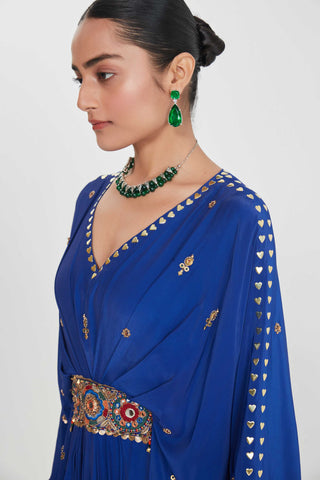 Nargis ink blue belt kaftan