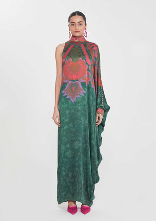 Laila royal green one-shoulder dress