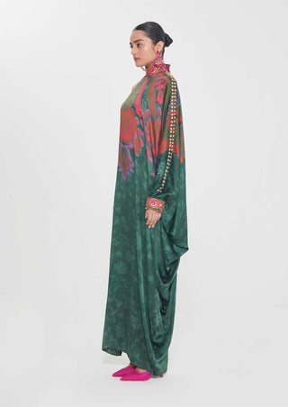 Laila royal green one-shoulder dress