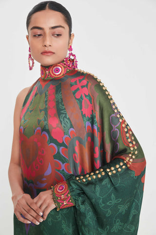 Laila royal green one-shoulder dress