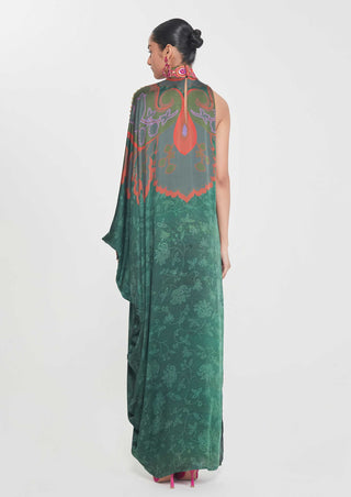 Laila royal green one-shoulder dress