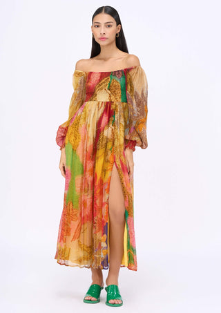 Smocking Off-Shoulder Dress by Siddhartha Bansal, available on Indiaspopup.com