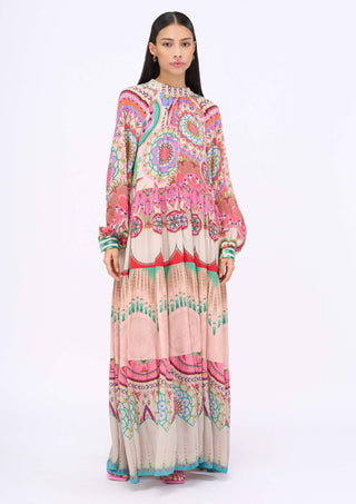Maybellene Multicolor Maxi Dress by Siddhartha Bansal, available on Indiaspopup.com