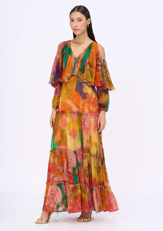 Carnival Multicolor Printed Maxi Dress by Siddhartha Bansal, available on Indiaspopup.com