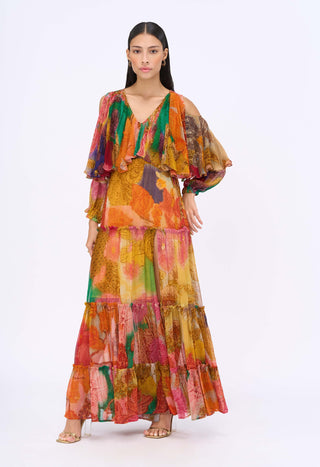Carnival Multicolor Printed Maxi Dress by Siddhartha Bansal, available on Indiaspopup.com
