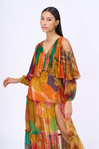 Carnival Multicolor Printed Maxi Dress by Siddhartha Bansal, available on Indiaspopup.com