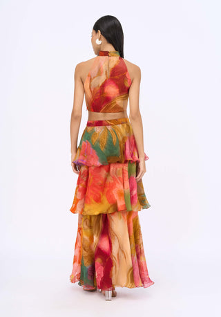 Floric Printed Halter Neck Top And Skirt by Siddhartha Bansal, available on Indiaspopup.com
