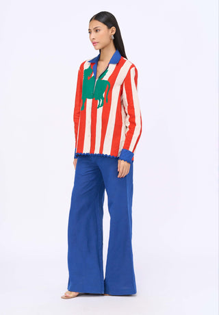 Cabana Stripe Cuban Collar Shirt And Pants by Siddhartha Bansal, available on Indiaspopup.com